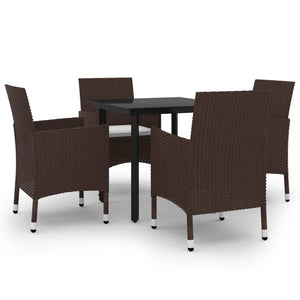 5-tlg. Garten-Essgruppe mit Auflagen Poly Rattan und Glas