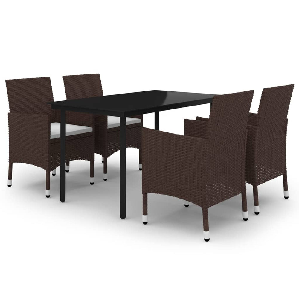 vidaXL Ensemble de salle à manger de jardin 5 pcs avec coussins en résine tressée et verre