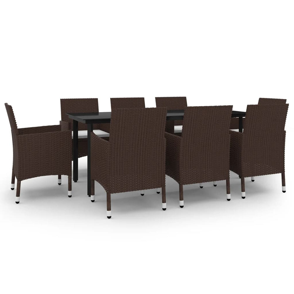 vidaXL Salon de jardin à dîner 9 pcs avec coussins résine tressée et verre
