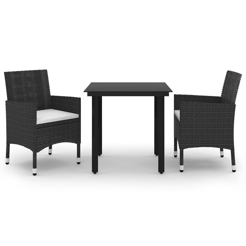 vidaXL Ensemble de salle à manger de jardin 3 pièces avec coussins en résine tressée et verre