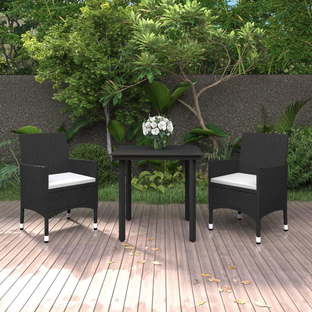 vidaXL Ensemble de salle à manger de jardin 3 pièces avec coussins en résine tressée et verre