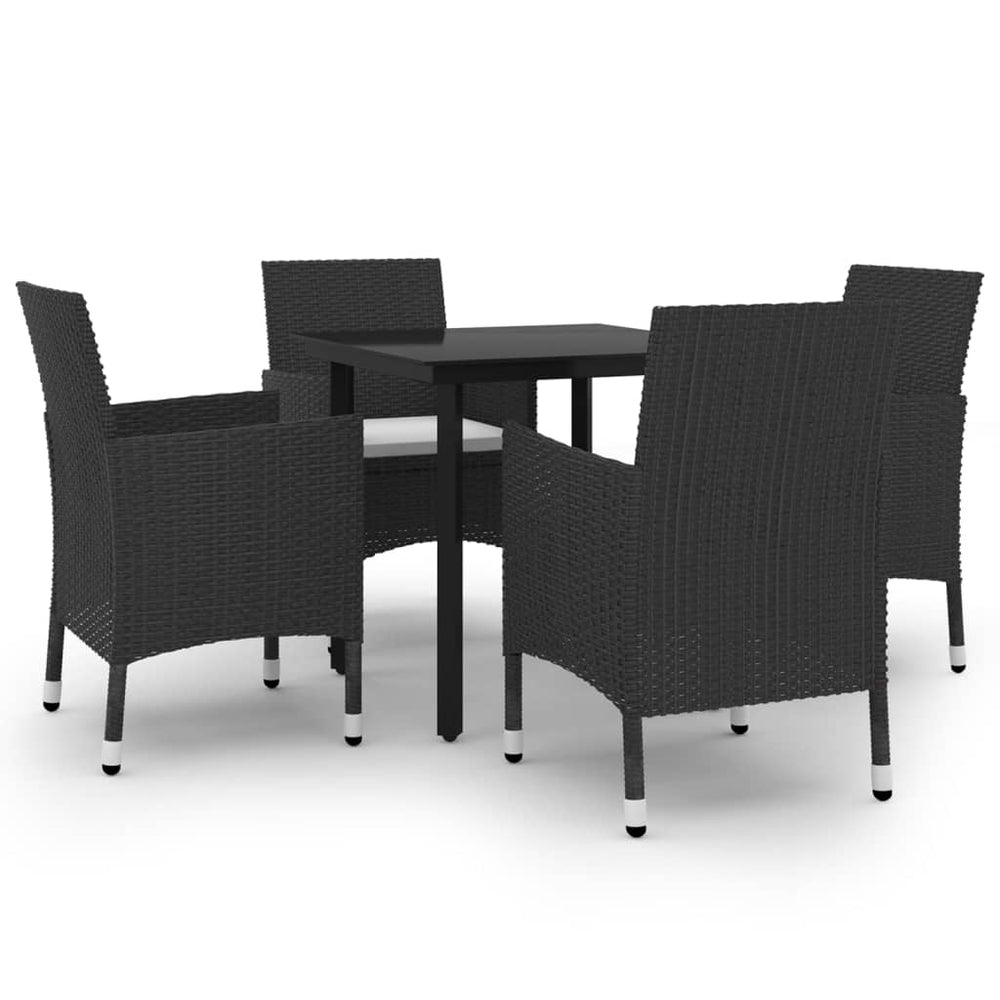vidaXL Ensemble de salle à manger de jardin 5 pcs avec coussins en résine tressée et verre