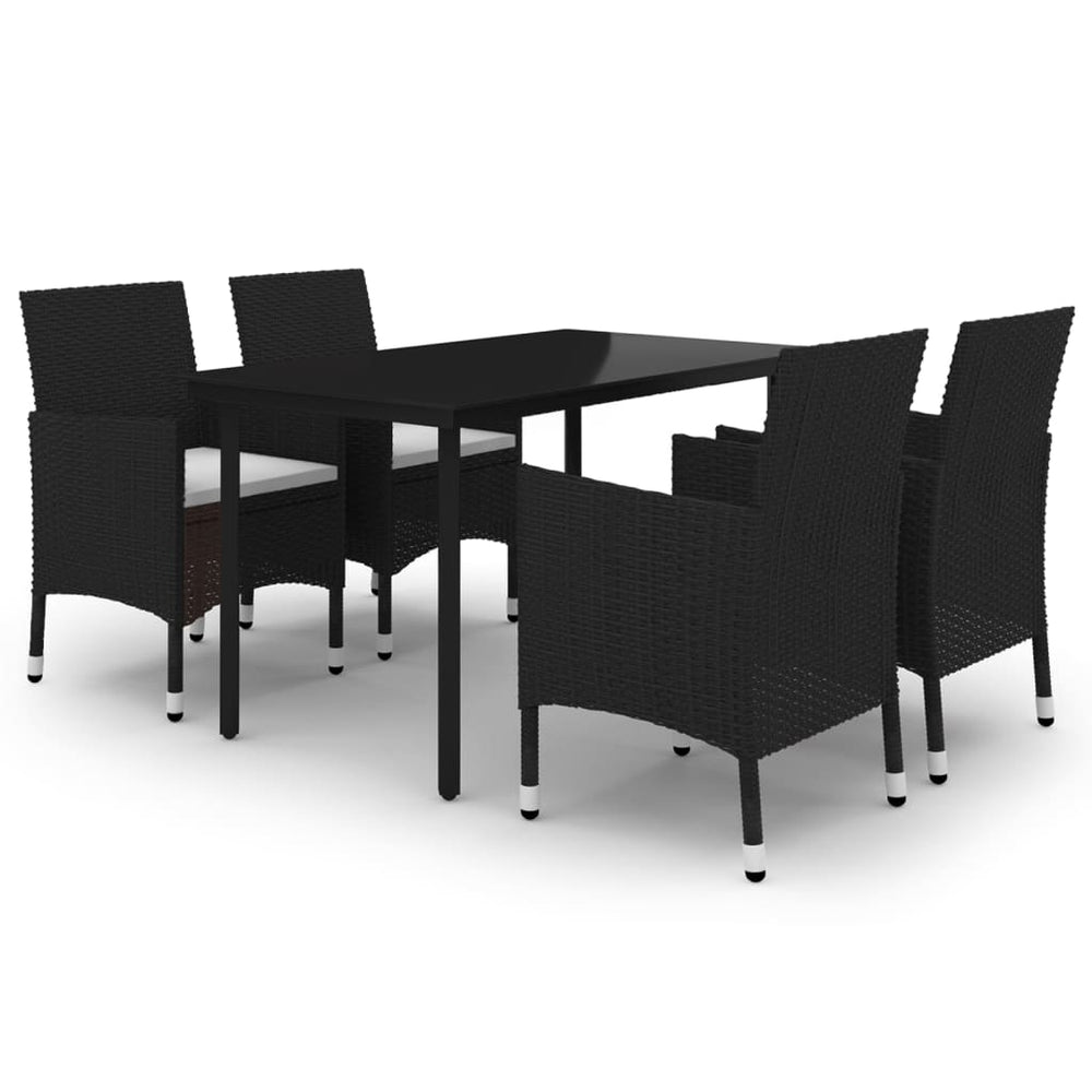 vidaXL Ensemble de salle à manger de jardin 5 pcs avec coussins en résine tressée et verre