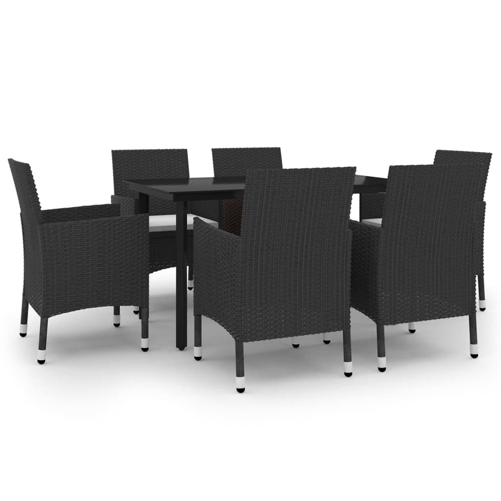 vidaXL Salon de jardin à dîner 7 pcs avec coussins résine tressée et verre