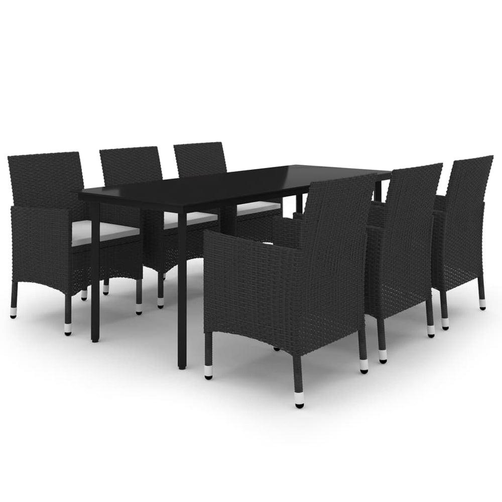 vidaXL Salon de jardin à dîner 7 pcs avec coussins résine tressée et verre