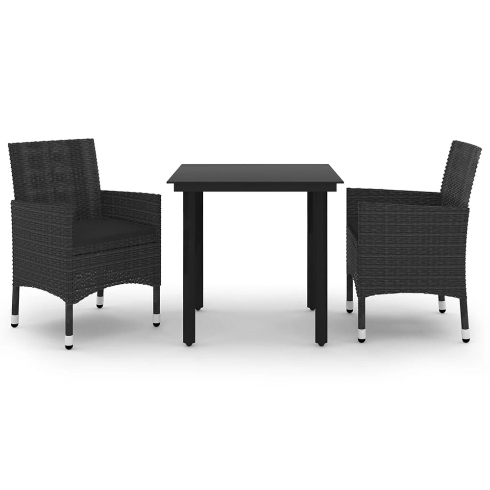 vidaXL Ensemble de salle à manger de jardin 3 pièces avec coussins en résine tressée et verre
