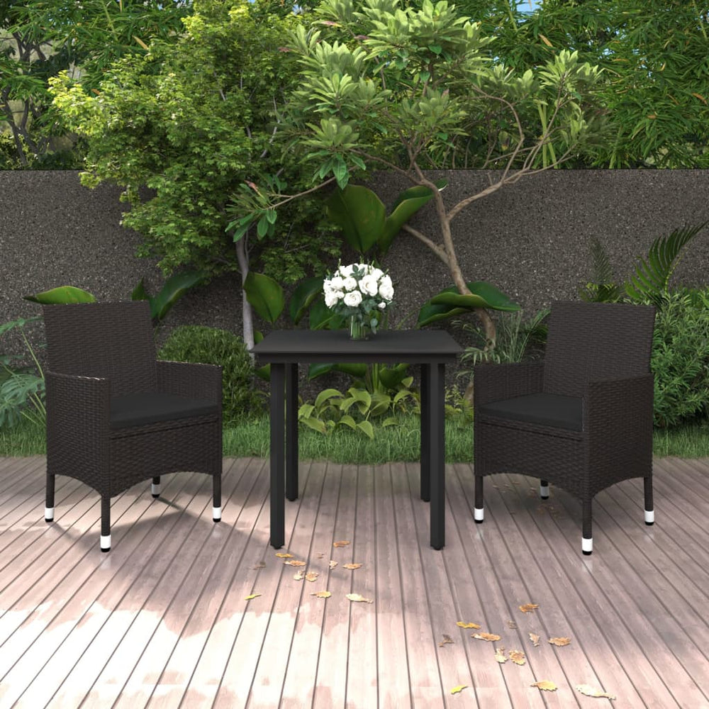 vidaXL Ensemble de salle à manger de jardin 3 pièces avec coussins en résine tressée et verre