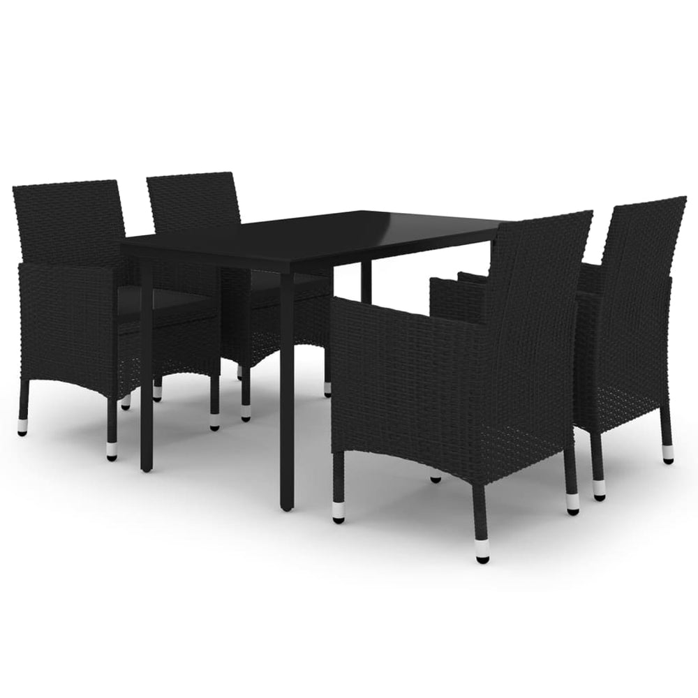 vidaXL Ensemble de salle à manger de jardin 5 pcs avec coussins en résine tressée et verre