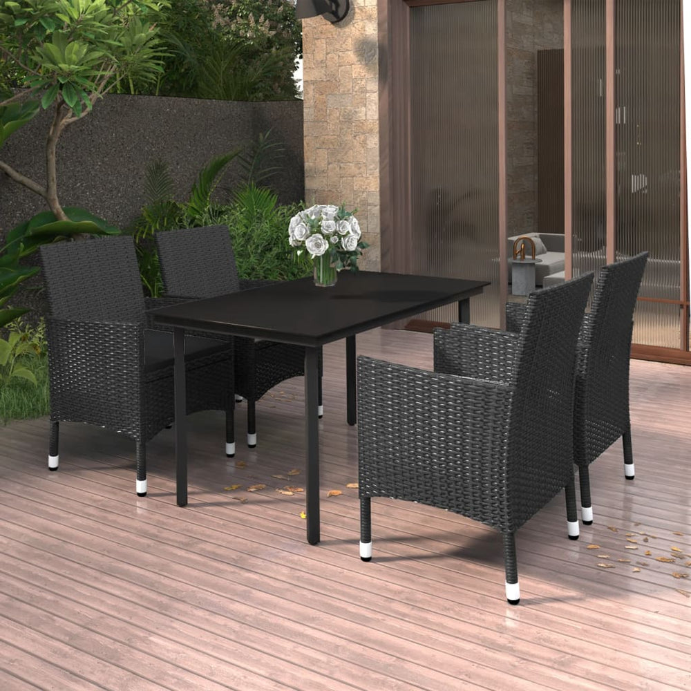 vidaXL Ensemble de salle à manger de jardin 5 pcs avec coussins en résine tressée et verre