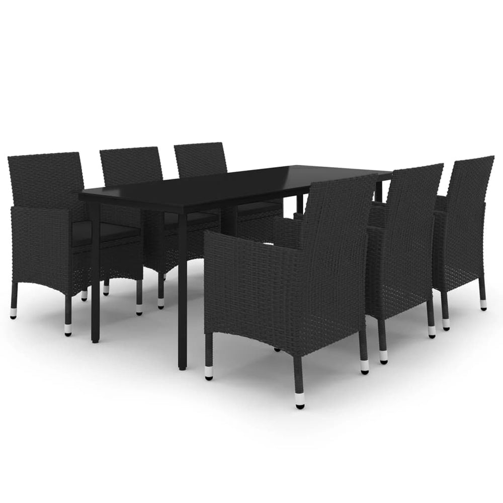 vidaXL Salon de jardin à dîner 7 pcs avec coussins résine tressée et verre
