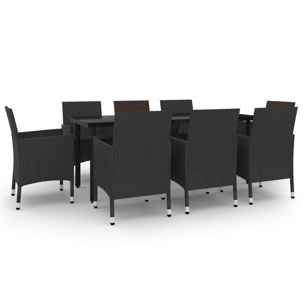 vidaXL Salon de jardin à dîner 9 pcs avec coussins résine tressée et verre