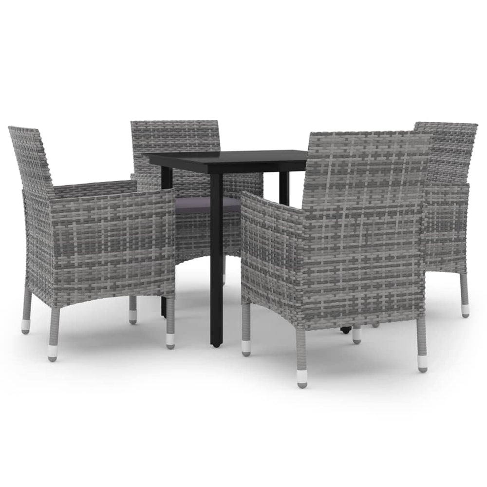 vidaXL Ensemble de salle à manger de jardin 5 pcs avec coussins en résine tressée et verre
