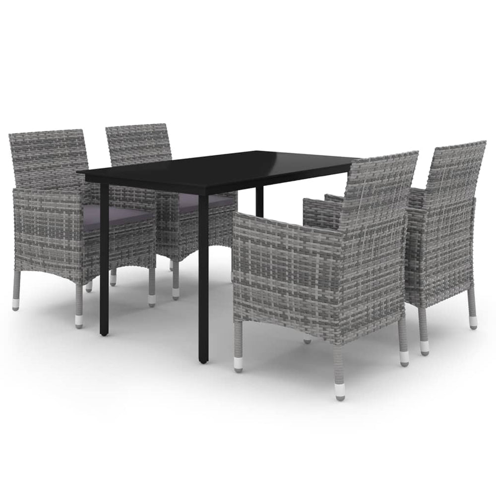 vidaXL Ensemble de salle à manger de jardin 5 pcs avec coussins en résine tressée et verre