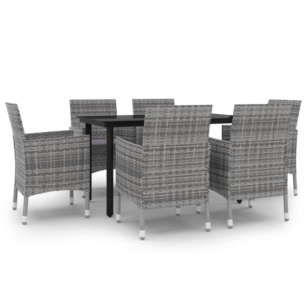 vidaXL Salon de jardin à dîner 7 pcs avec coussins résine tressée et verre