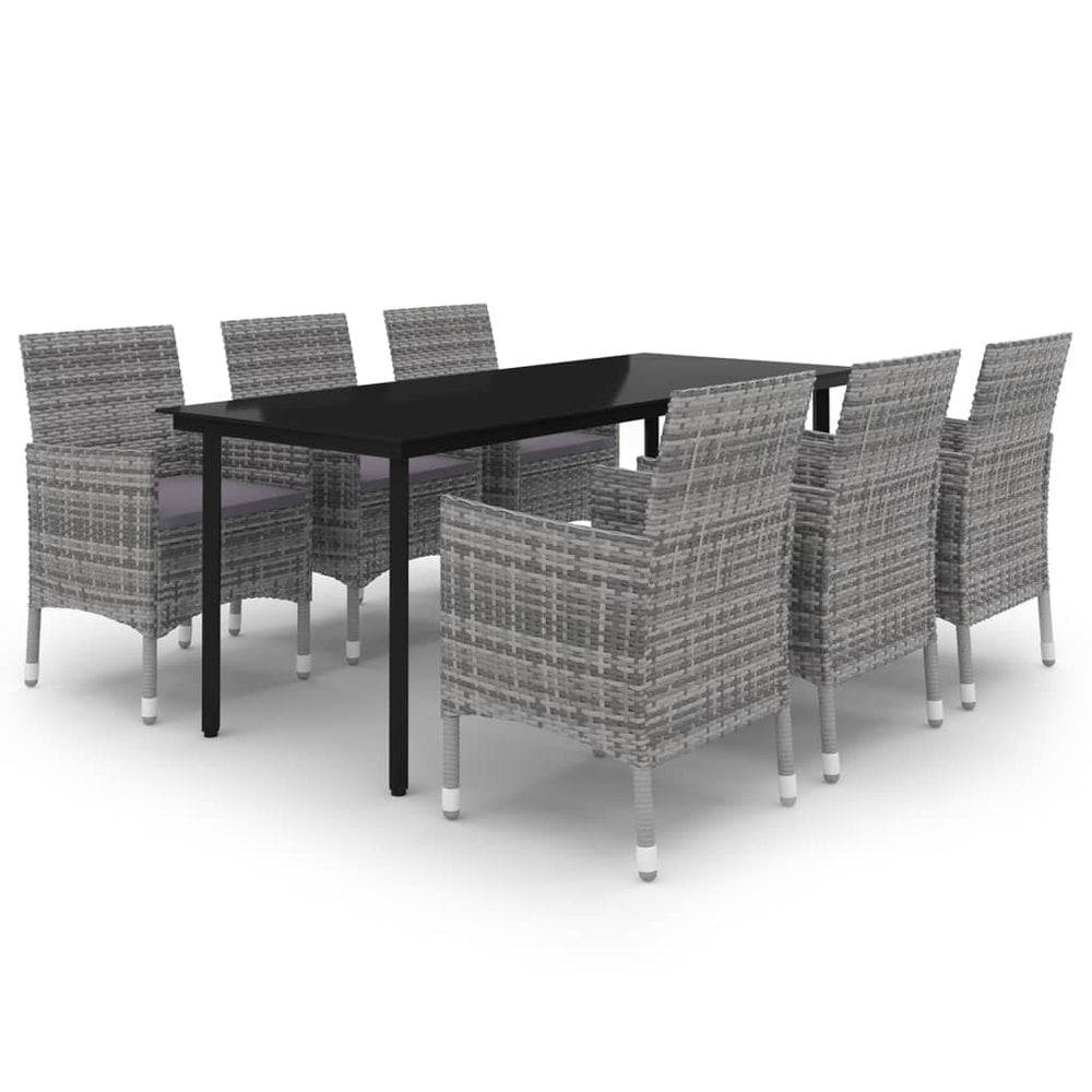 vidaXL Salon de jardin à dîner 7 pcs avec coussins résine tressée et verre