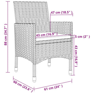 9-tlg. Garten-Essgruppe mit Auflagen Poly Rattan und Glas