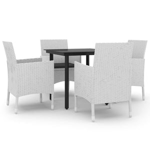 5-tlg. Garten-Essgruppe mit Auflagen Poly Rattan und Glas