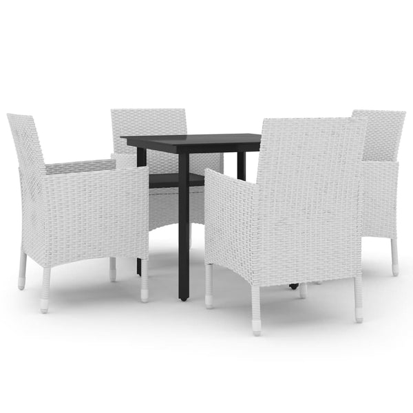 5-tlg. Garten-Essgruppe mit Auflagen Poly Rattan und Glas