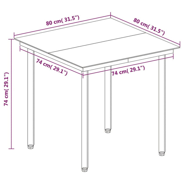 5-tlg. Garten-Essgruppe mit Auflagen Poly Rattan und Glas