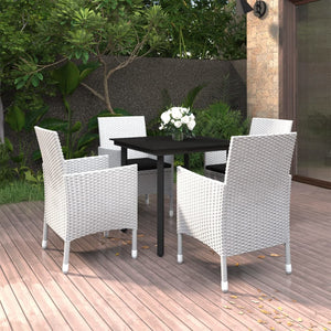 5-tlg. Garten-Essgruppe mit Auflagen Poly Rattan und Glas
