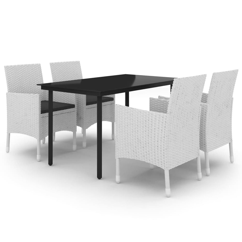 vidaXL Ensemble de salle à manger de jardin 5 pcs avec coussins en résine tressée et verre