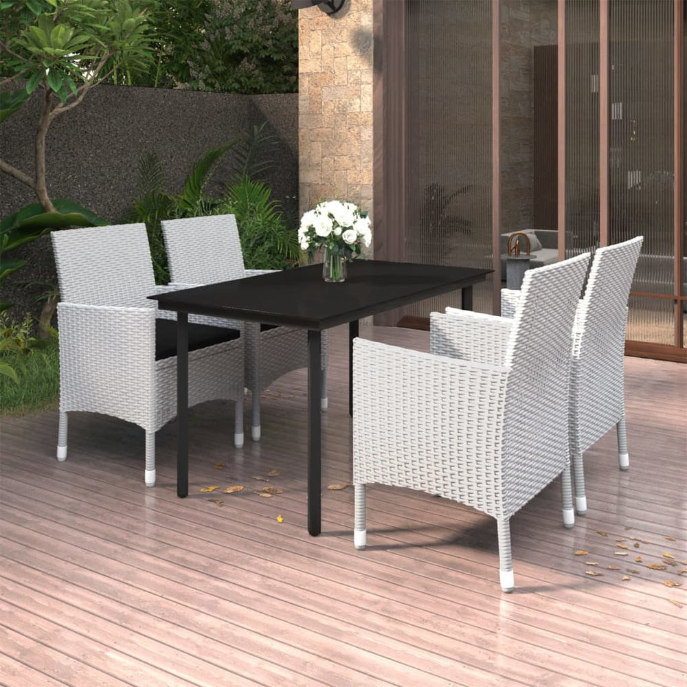 vidaXL Ensemble de salle à manger de jardin 5 pcs avec coussins en résine tressée et verre