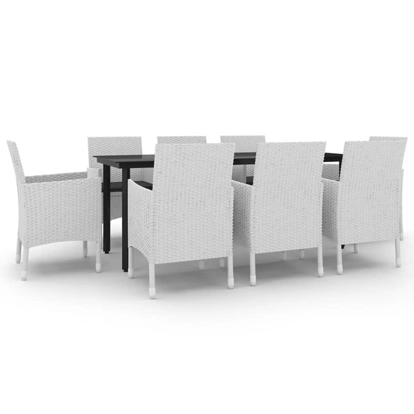 9-tlg. Garten-Essgruppe mit Auflagen Poly Rattan und Glas