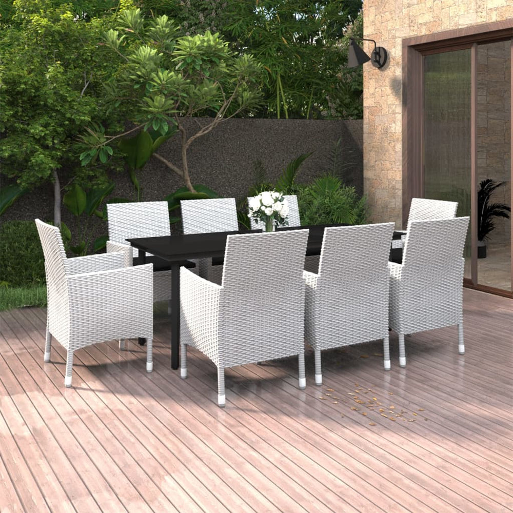 vidaXL Salon de jardin à dîner 9 pcs avec coussins résine tressée et verre