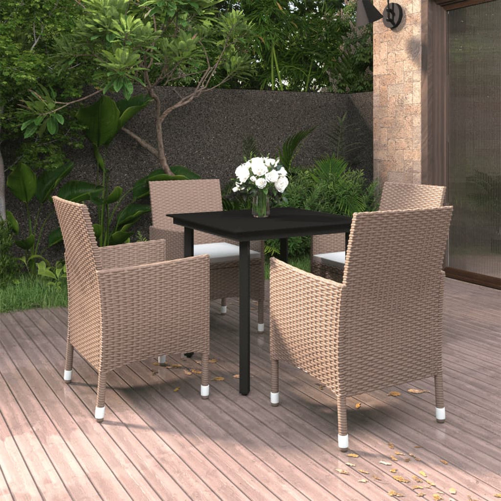 vidaXL Ensemble de salle à manger de jardin 5 pcs avec coussins résine tressée et noir