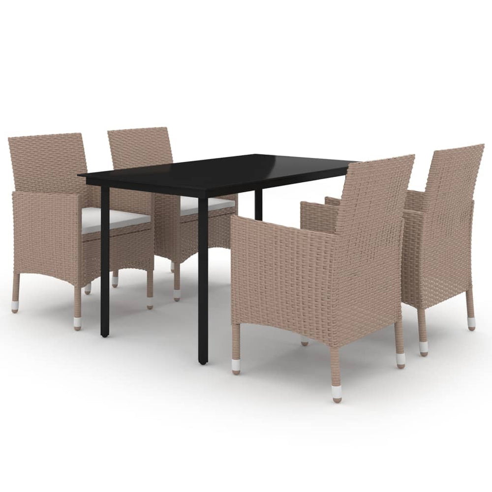 vidaXL Ensemble de salle à manger de jardin 5 pcs avec coussins en résine tressée et verre