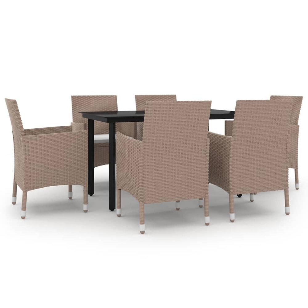 vidaXL Salon de jardin à dîner 7 pcs avec coussins résine tressée et verre