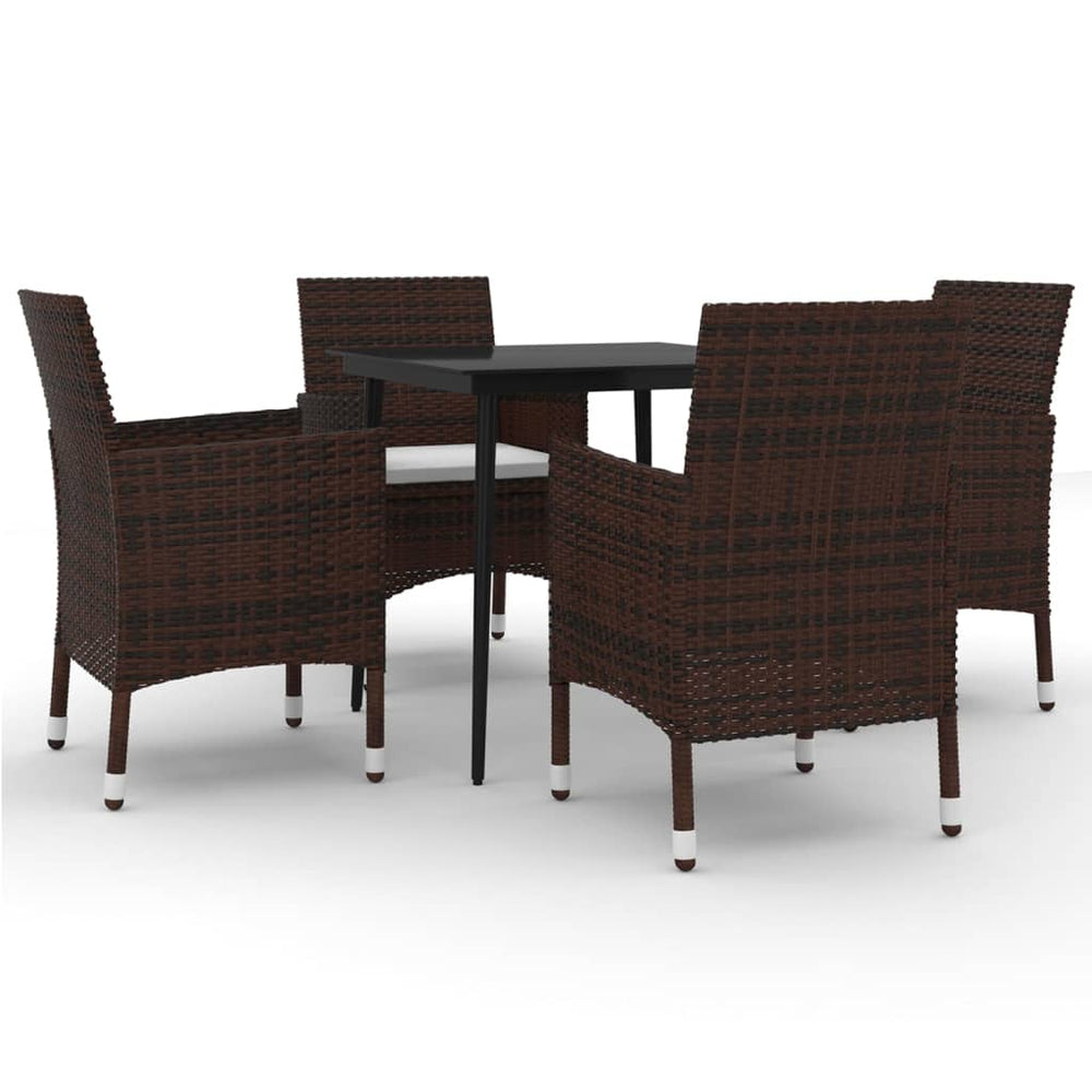vidaXL Ensemble de salle à manger de jardin 5 pcs avec coussins en résine tressée et verre
