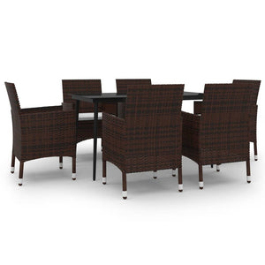7-tlg. Garten-Essgruppe mit Auflagen Poly Rattan und Glas
