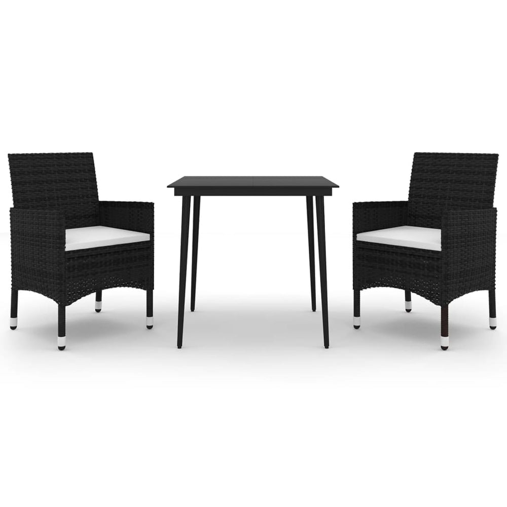 vidaXL Ensemble de salle à manger de jardin 3 pièces avec coussins en résine tressée et verre