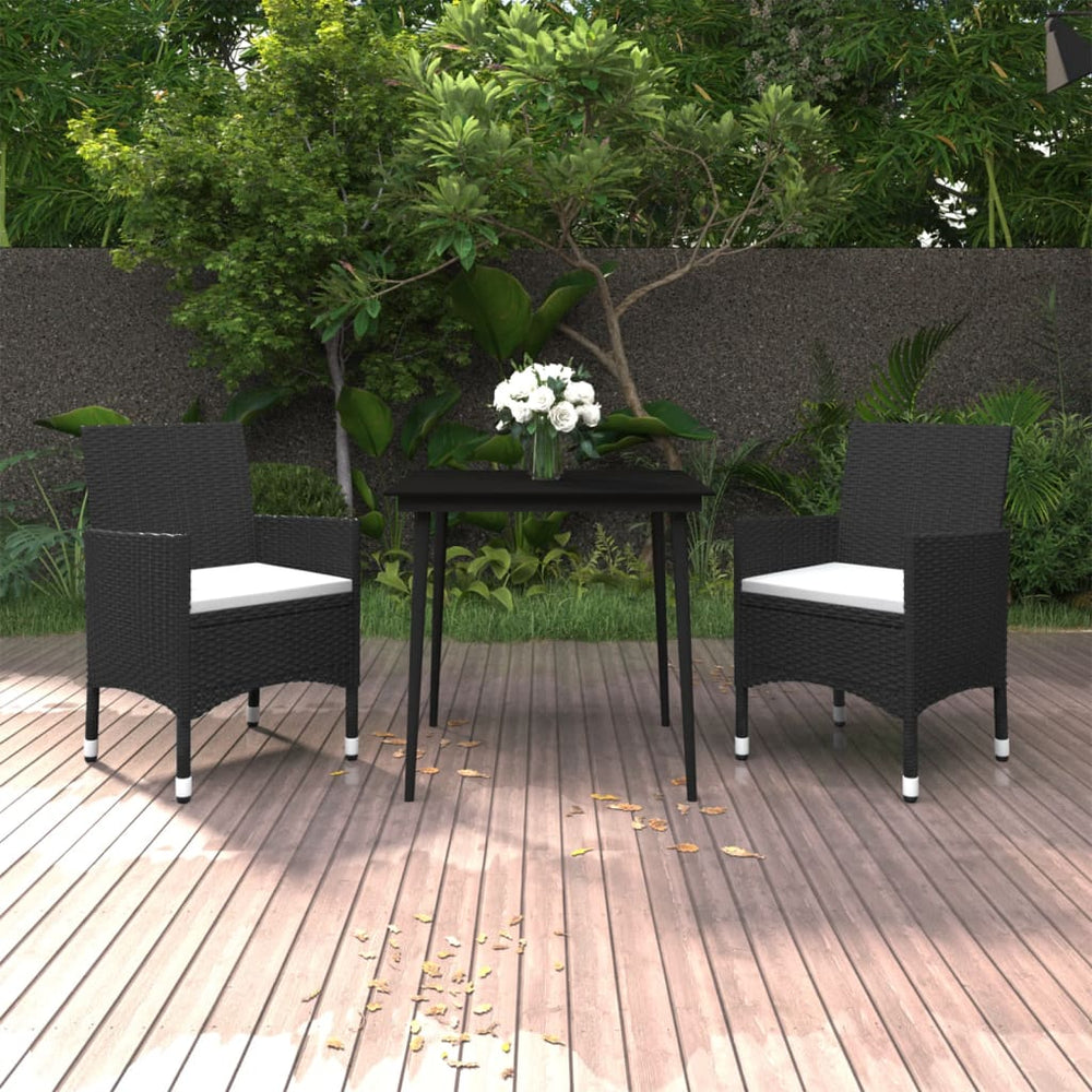 vidaXL Ensemble de salle à manger de jardin 3 pièces avec coussins en résine tressée et verre