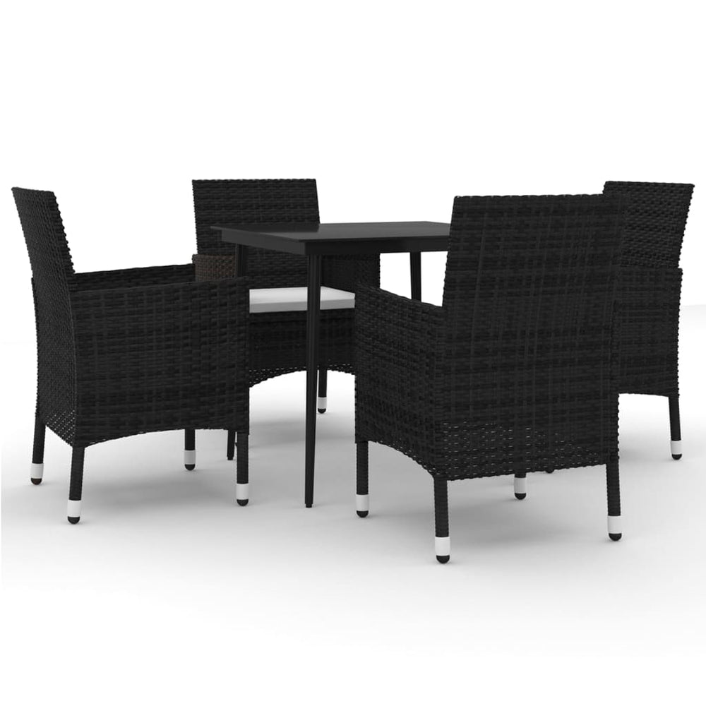vidaXL Ensemble de salle à manger de jardin 5 pcs avec coussins en résine tressée et verre