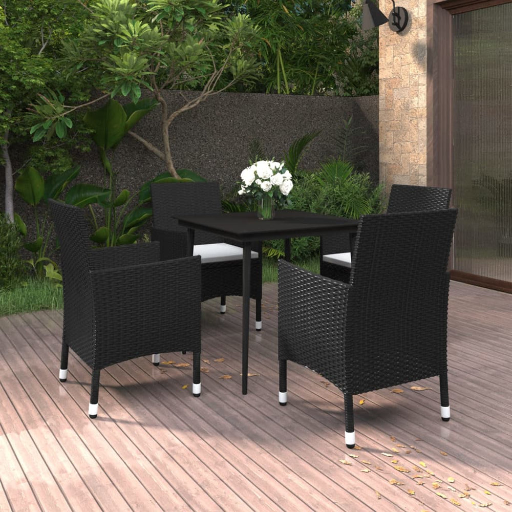vidaXL Ensemble de salle à manger de jardin 5 pcs avec coussins en résine tressée et verre