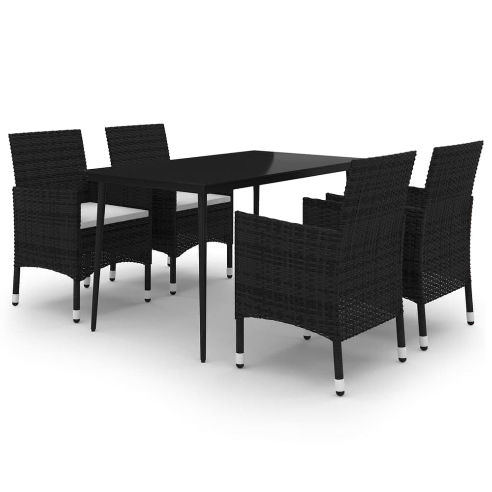 vidaXL Ensemble de salle à manger de jardin 5 pcs avec coussins en résine tressée et verre