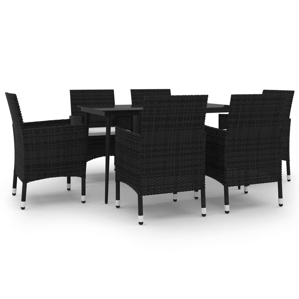 vidaXL Salon de jardin à dîner 7 pcs avec coussins résine tressée et verre