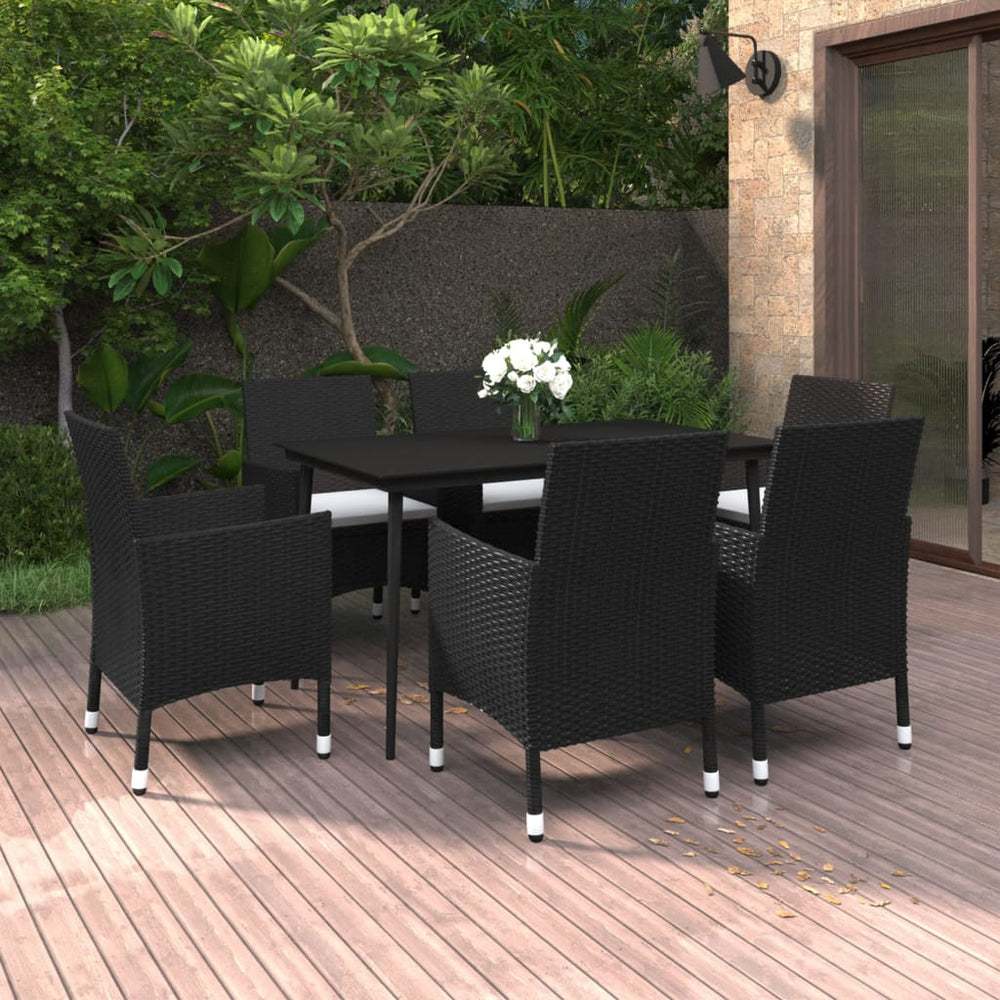 vidaXL Salon de jardin à dîner 7 pcs avec coussins résine tressée et verre