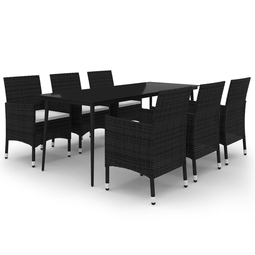 vidaXL Ensemble de salle à manger de jardin 7 pièces avec coussins résine tressée et verre
