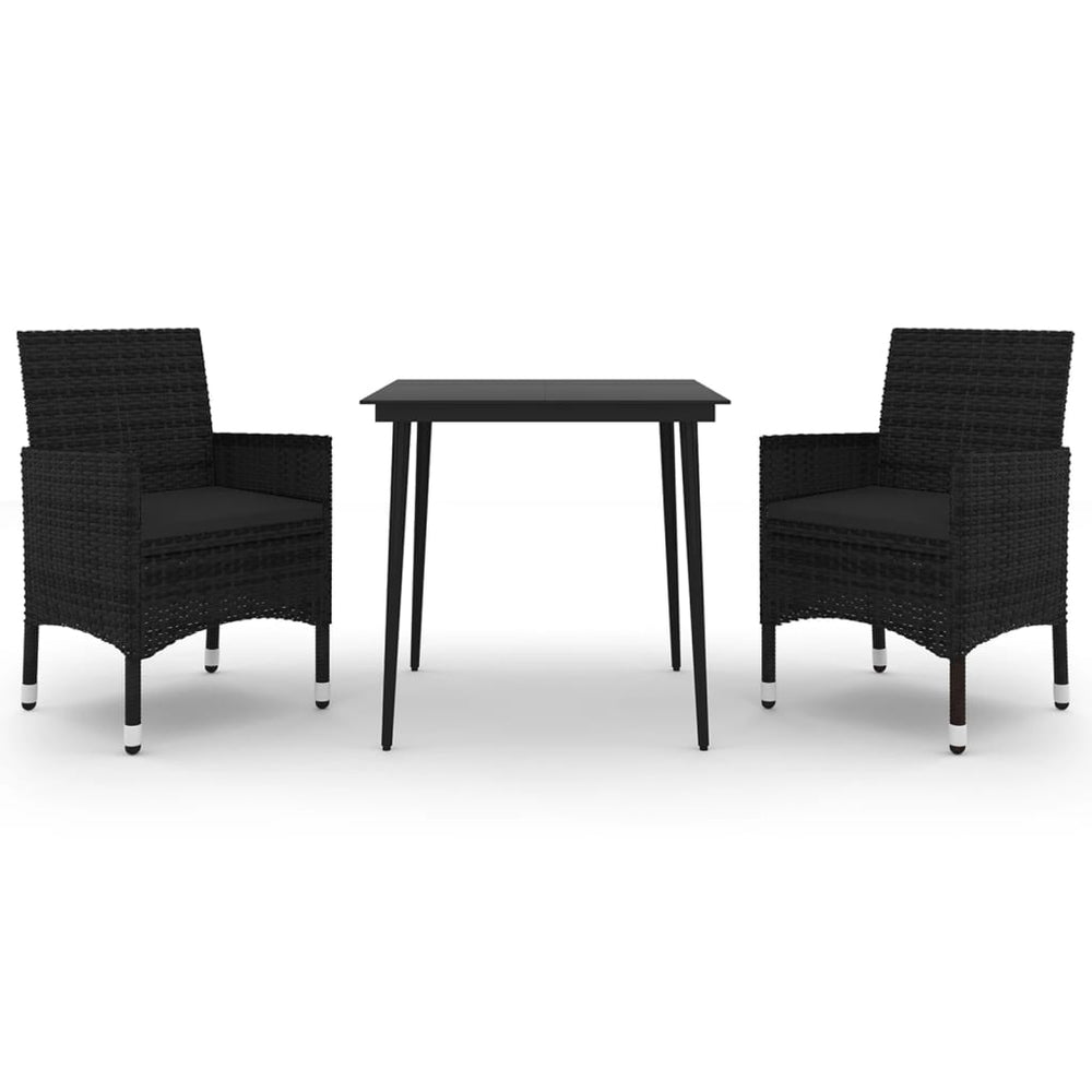 vidaXL Ensemble de salle à manger de jardin 3 pièces avec coussins en résine tressée et verre