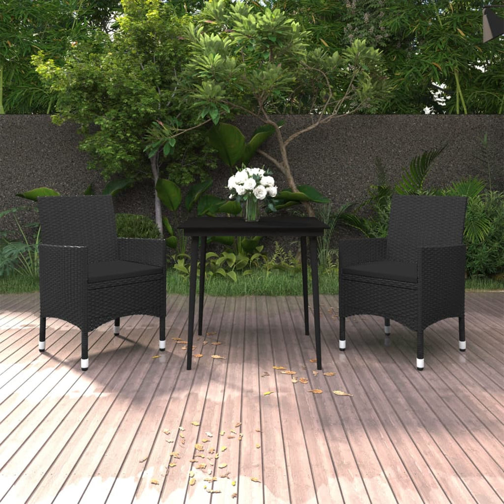 vidaXL Ensemble de salle à manger de jardin 3 pièces avec coussins en résine tressée et verre