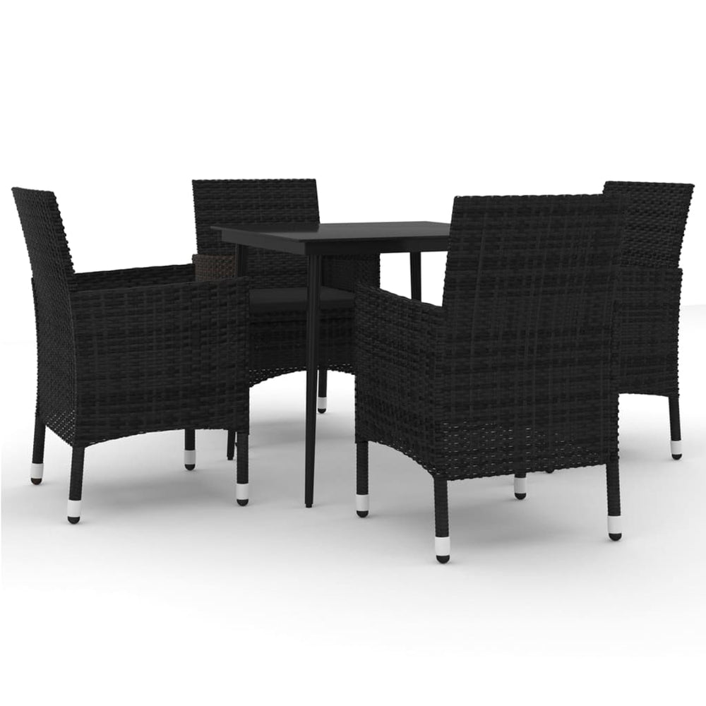 vidaXL Ensemble de salle à manger de jardin 5 pcs avec coussins en résine tressée et verre