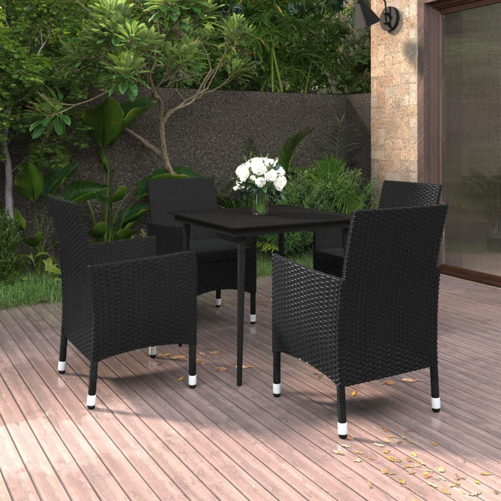 vidaXL Ensemble de salle à manger de jardin 5 pcs avec coussins en résine tressée et verre