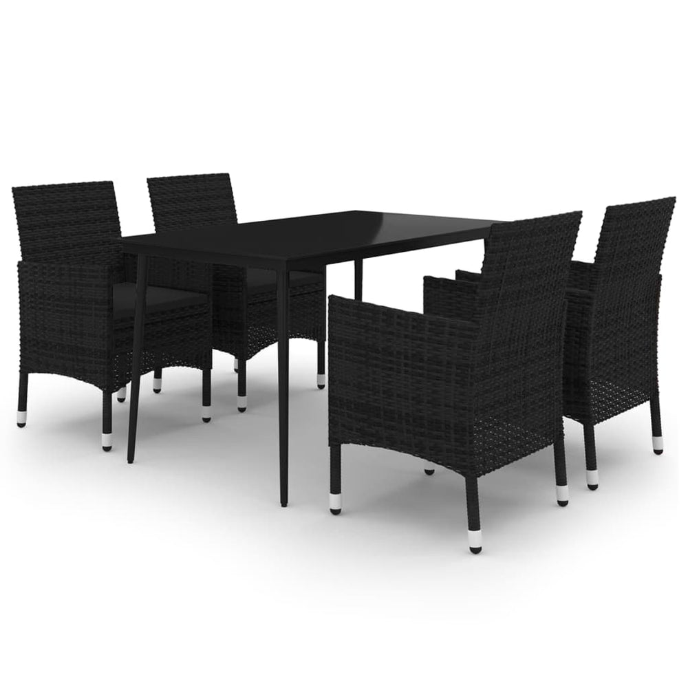 vidaXL Ensemble de salle à manger de jardin 5 pcs avec coussins en résine tressée et verre