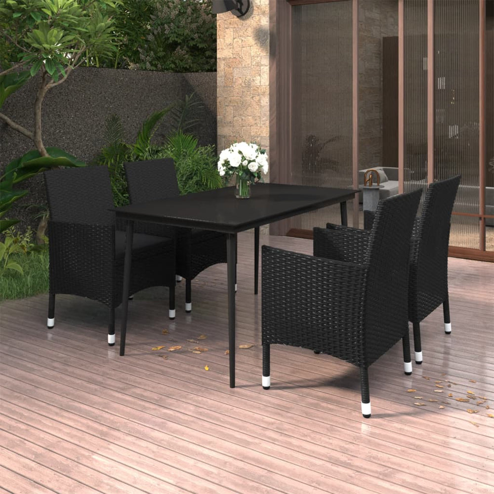 vidaXL Ensemble de salle à manger de jardin 5 pcs avec coussins en résine tressée et verre