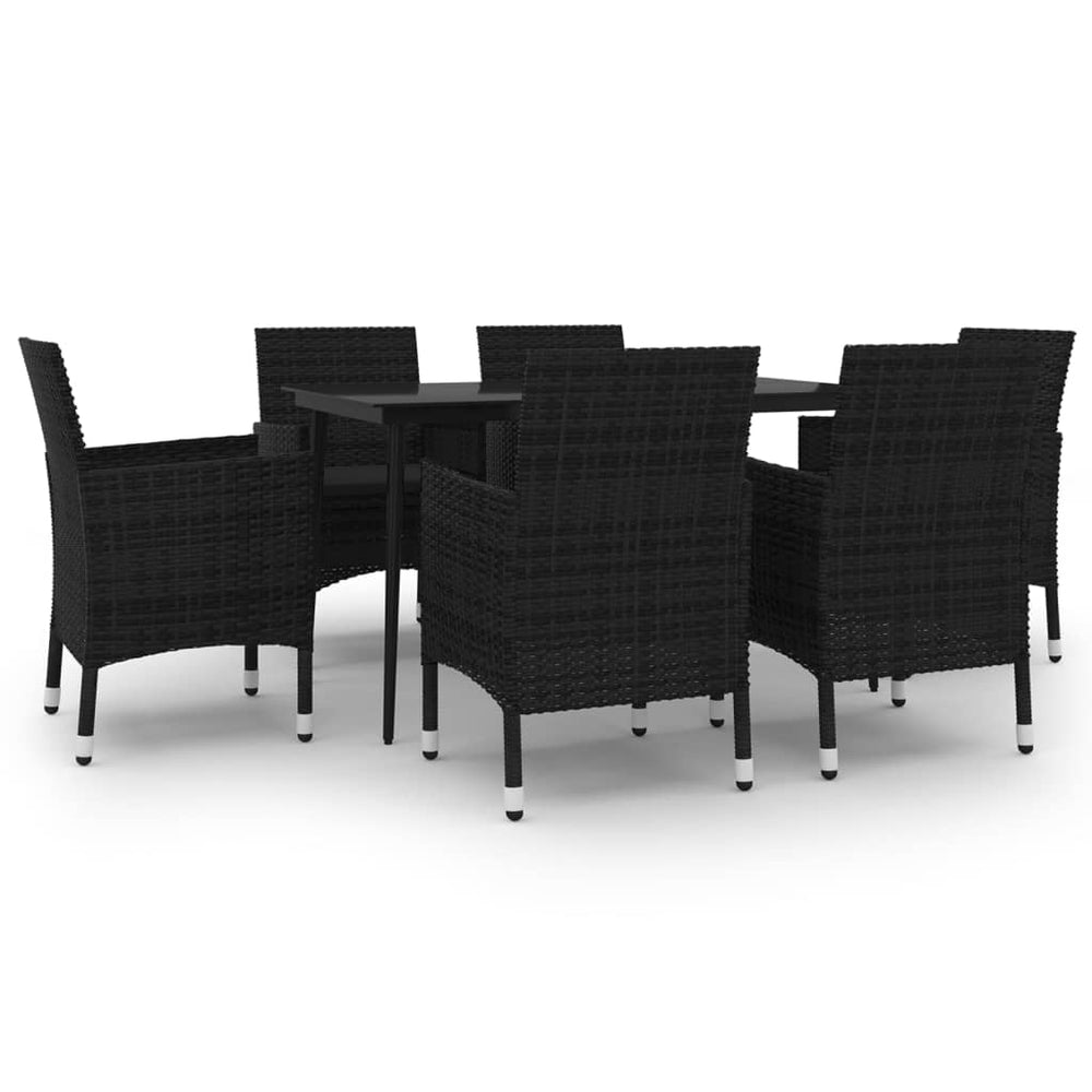 vidaXL Salon de jardin à dîner 7 pcs avec coussins résine tressée et verre
