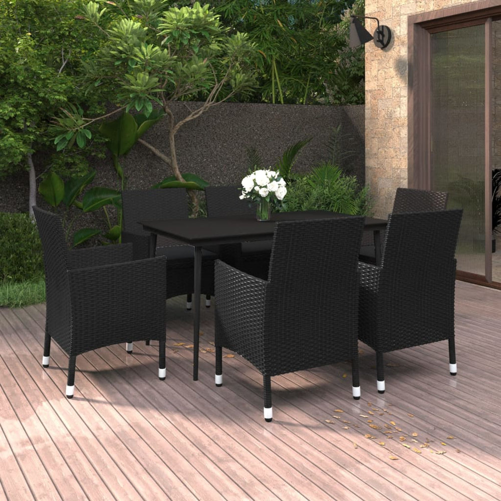 vidaXL Salon de jardin à dîner 7 pcs avec coussins résine tressée et verre