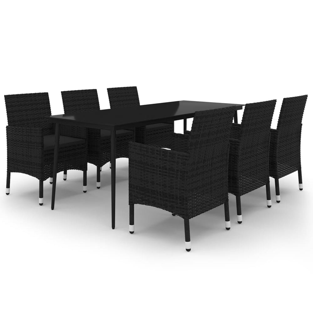 vidaXL Ensemble de salle à manger de jardin 7 pièces avec coussins résine tressée et verre